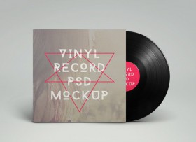 Vinyl record PSD mockup
