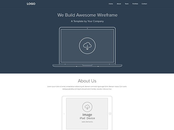 Web wireframe layout PSD