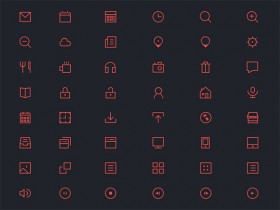 48 thin icons PSD