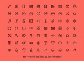 150 outlined icons - PSD AI SVG Webfont
