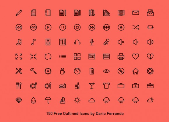 150 outlined icons - PSD AI SVG Webfont