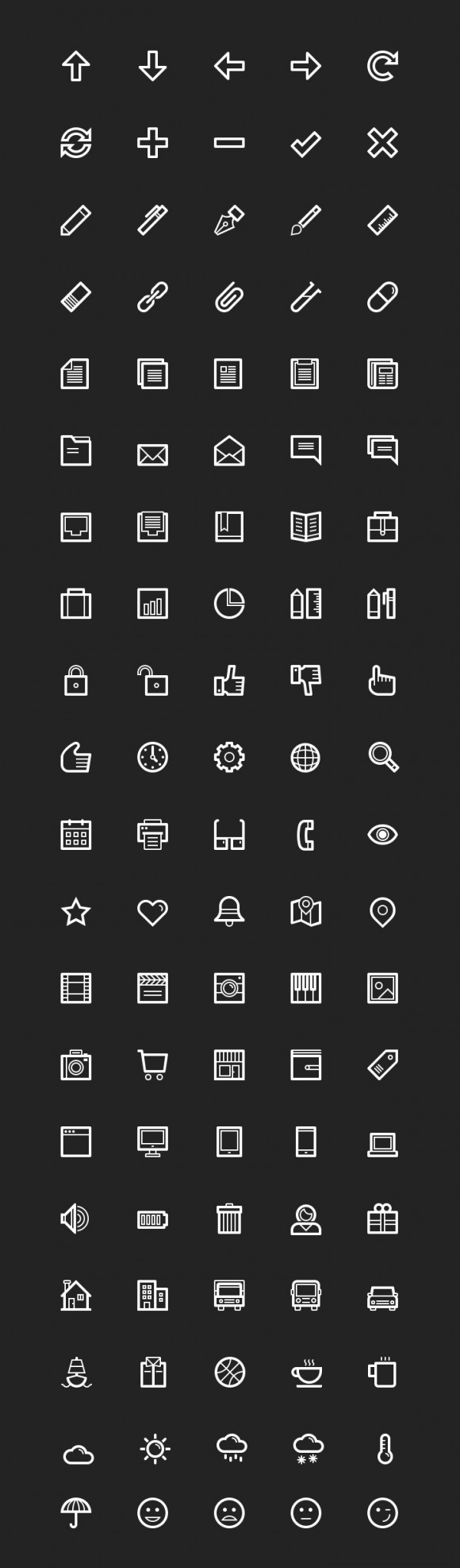 LineArt - 100 essential line icons detailed view