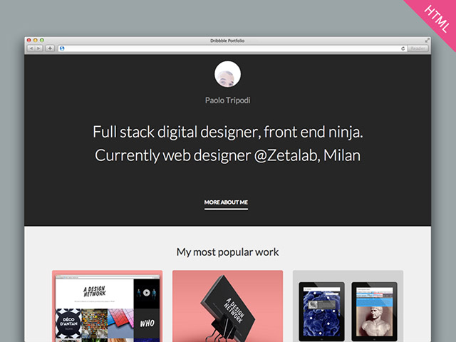 Dribbble portfolio - HTML template