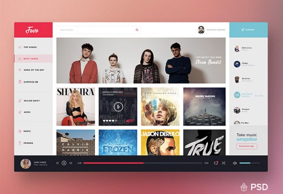 Music dashboard UI