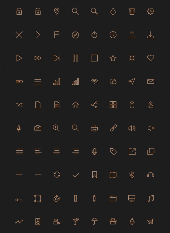 80 stroke icons - PSD + AI + Webfont Detailed image