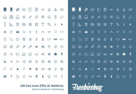 100 free icons PSD + AI + Webfont