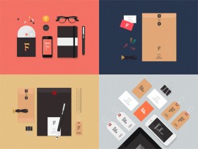 Flat stationery mockups PSD