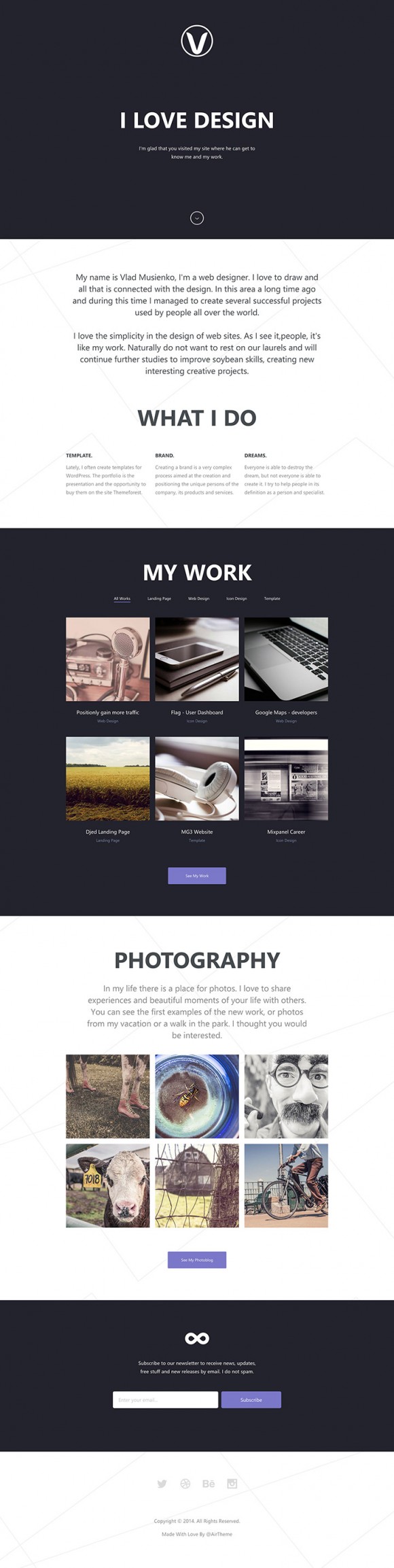 Lithium - HTML5 Responsive one page template full page