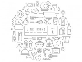 Gravual line icons - Set 1- Kitchen