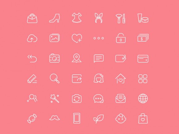 36 chic female icons PSD