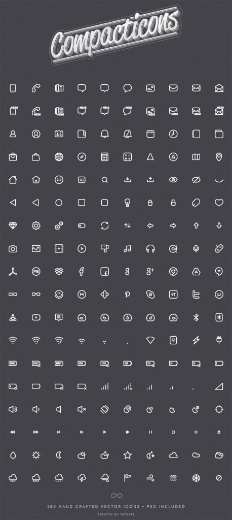 Compacticons - 180 PSD tiny icons - Freebiesbug
