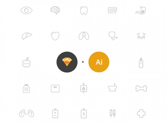 25 health icons - AI + Sketch