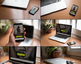7 Smartphone + Macbook PSD mockups