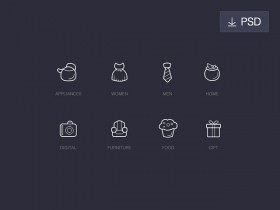 8 Shopping line icons - PSD