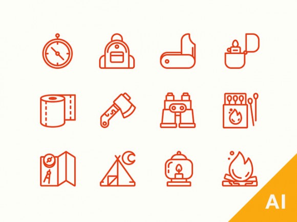 12 free camping icons