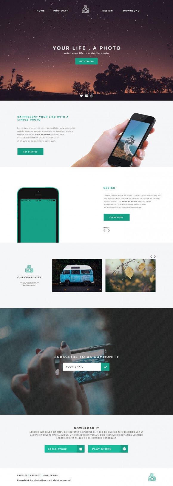 Phototime - PSD website template Full view