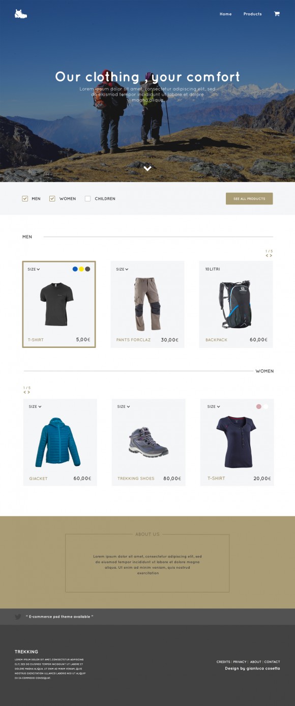 Trekking Store - PSD template Full image