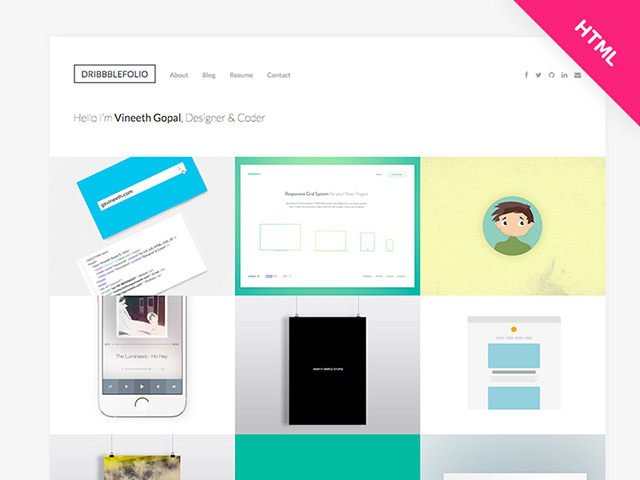 DribbbleFolio - HTML template