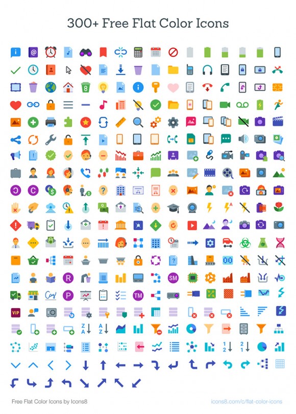 300+ flat color icons SVG