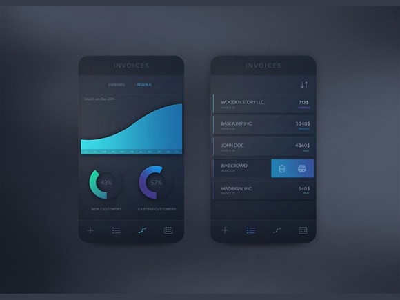 Invoices app concept PSD