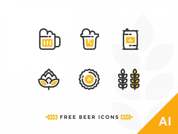 6 outline beer icons - Free Ai