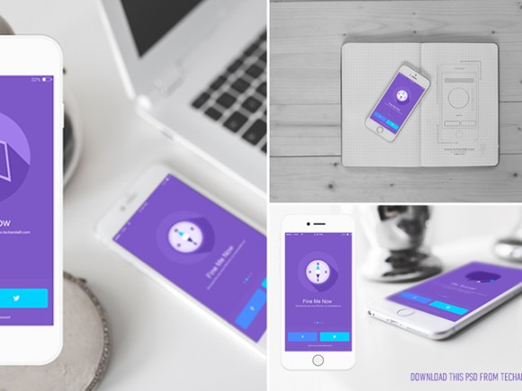 iOS app showcase mockups - Free PSD