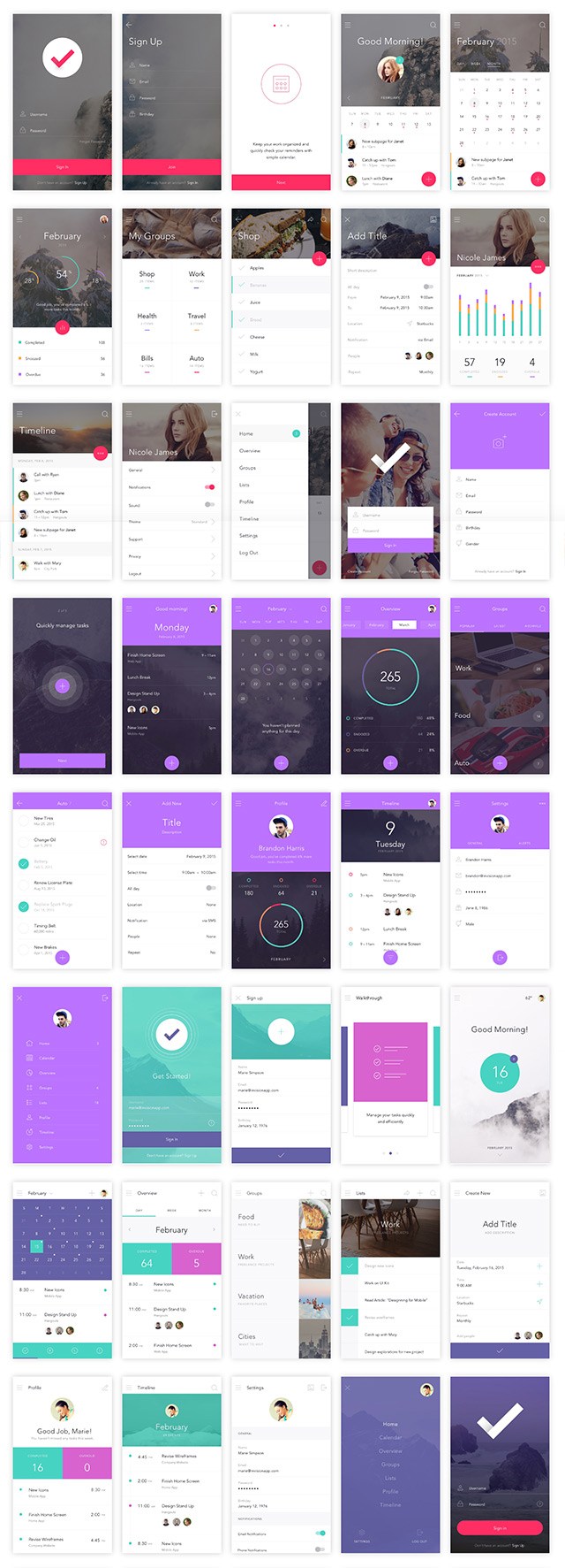 Free to-do app UI kit dteailed image