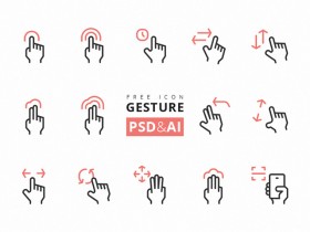 15 Gesture icons - PSD + Ai