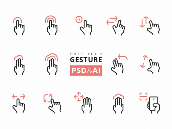 15 Gesture icons - PSD + Ai