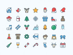 36 free Coloured Christmas icons for Illustrator