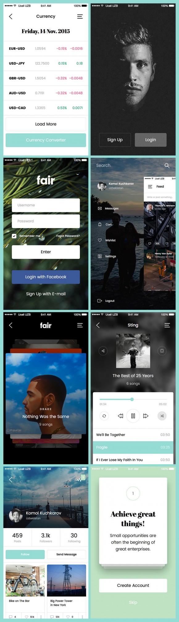 Fair Mobile UI Kit: Full preview