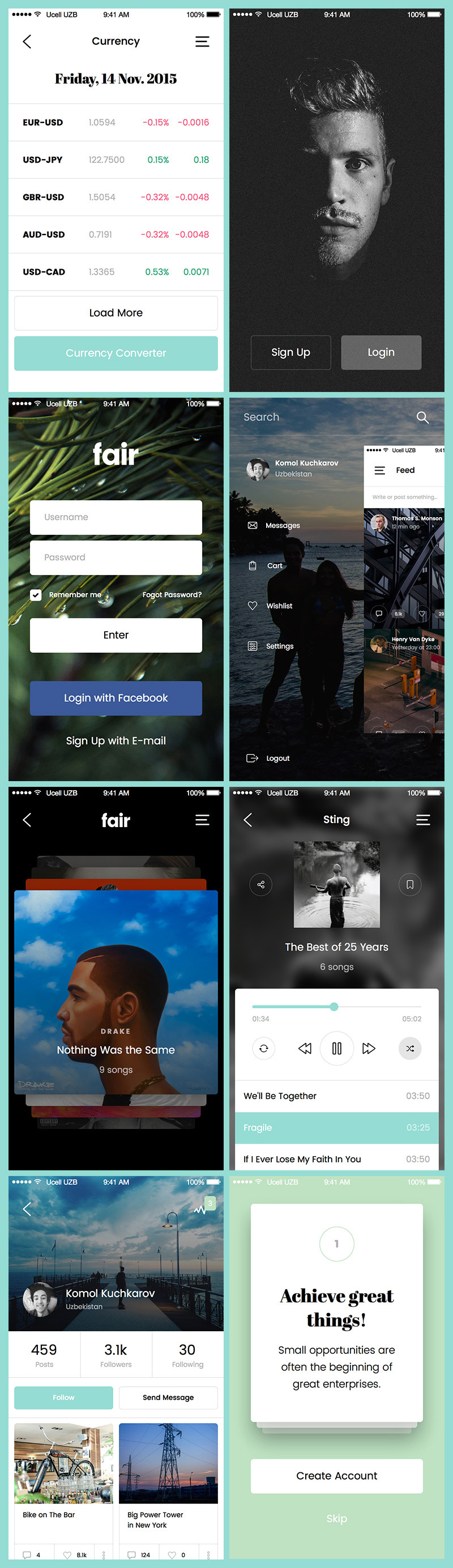 Fair Mobile UI Kit: 8 free app screens - Freebiesbug