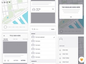 Free Uber iOS wireframe kit for Sketch