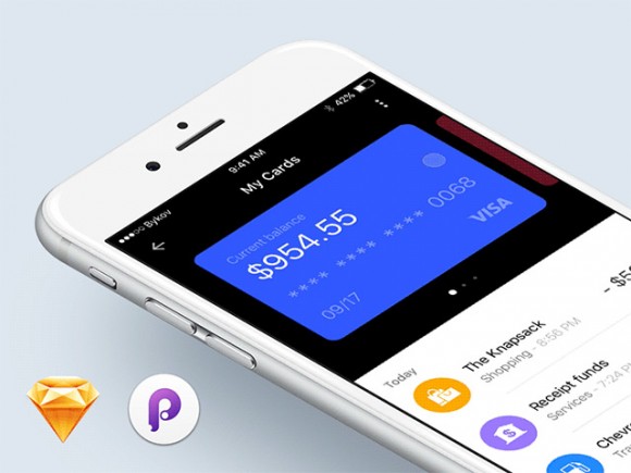 Wallet app concept for Sketch and Principle