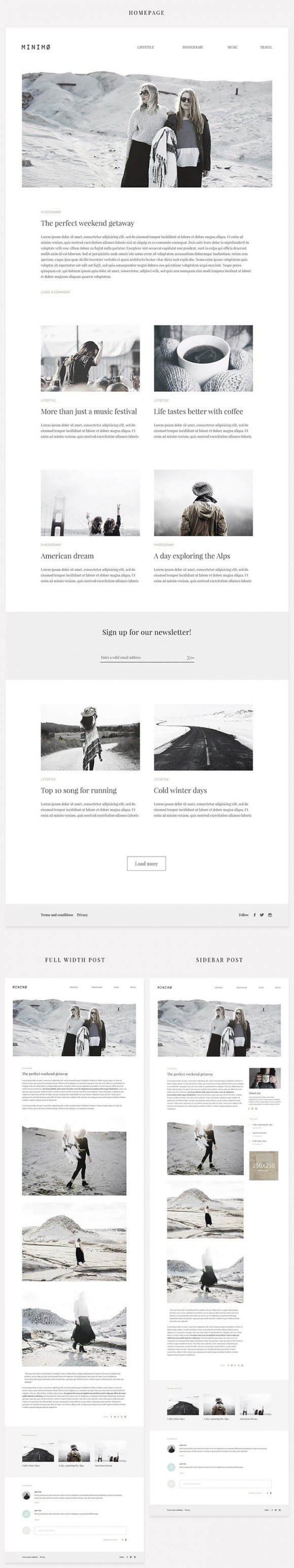 Minimo: Free PSD blog template (Full view)