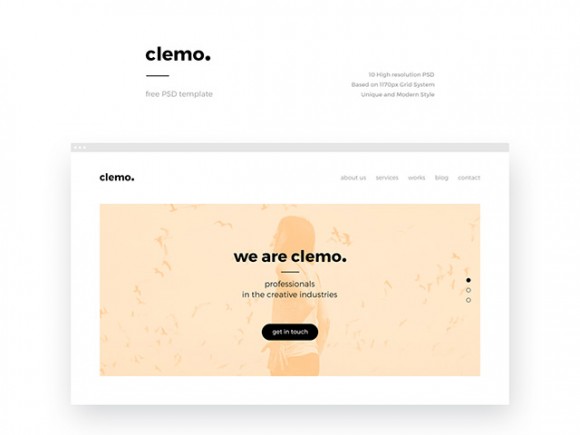 Clemo: A free PSD template for companies