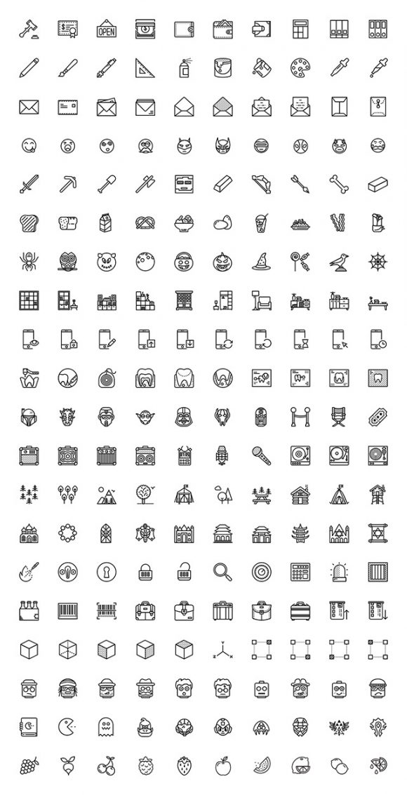 200 misc icons by Smashicons - Full preview