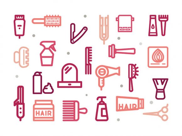 30 hair salon outline icons