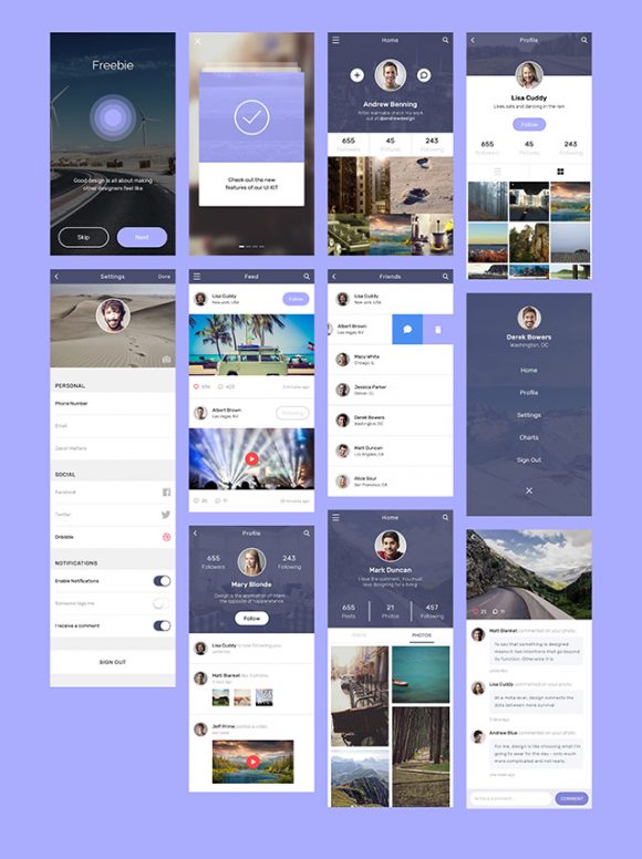 Social app concept design - Full preview