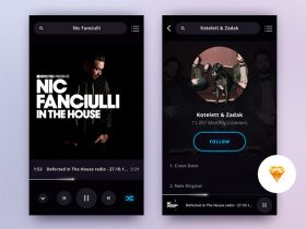 Music player app screens for Sketch