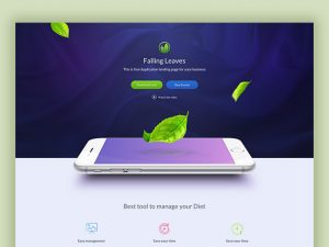 One Page landing template for mobile apps - Freebiesbug