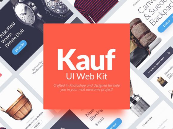 Kauf: Free web UI kit for Photoshop