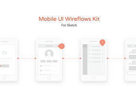 Mobile UI wireflow kit for Sketch