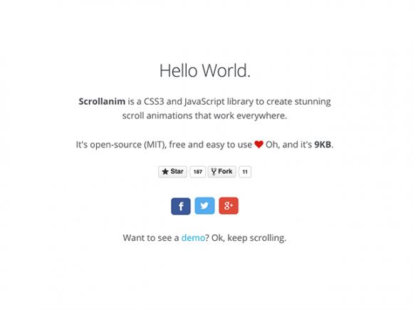 Scrollanim: CSS3 + JavaScript scroll animation library