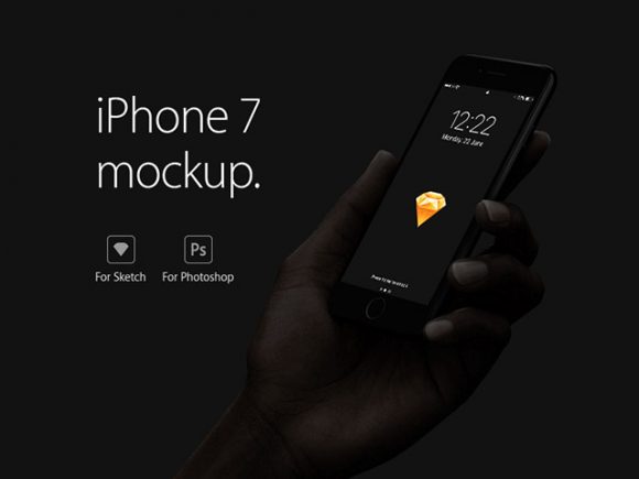 Handheld iPhone 7 mockup for Sketch and Photoshop