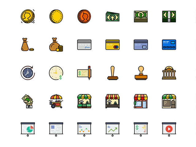 170 Retro Business icons for Sketch