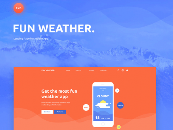 Fun Weather: A free landing page template for your apps