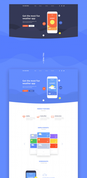Fun Weather: A free landing page template for your apps - Freebiesbug