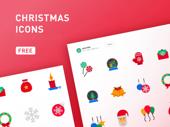 Free set of 39 coloured Christmas icons