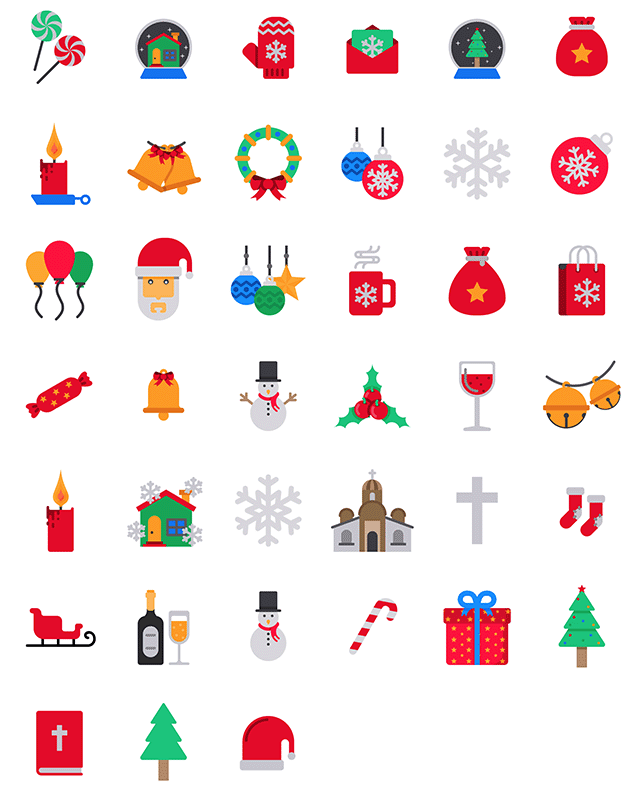 Download Free Set Of 39 Coloured Christmas Icons Freebiesbug